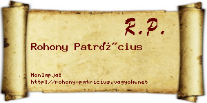 Rohony Patrícius névjegykártya
